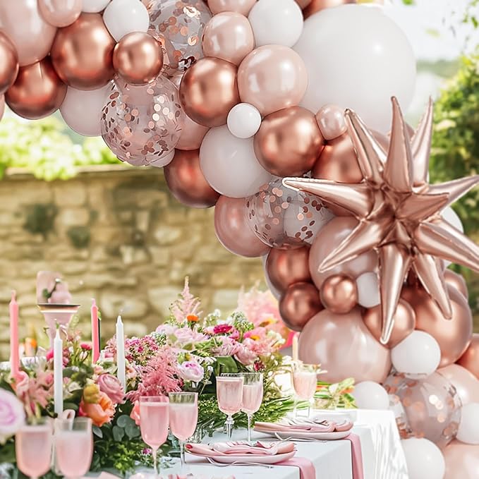 Rose Gold White Balloons Garland Arch Kit - Image 5