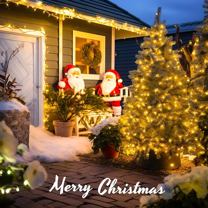 JMEXSUSS 163ft 500 LED Warm White Christmas Lights Outdoor, 8 Modes Remote - Image 6
