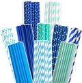 Blue Paper Straws 150pcs Disposable Bulk qiqee by Qiqee