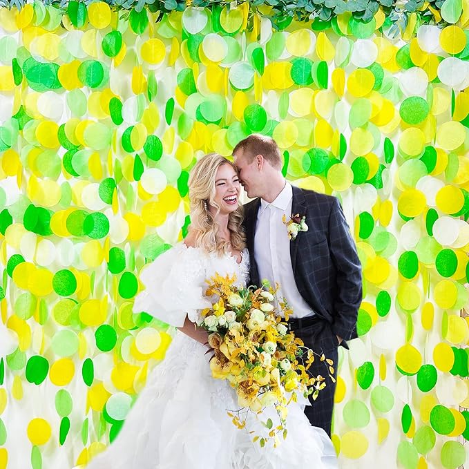 192Ft Yellow and Green Party Decorations Big Circle Dot Backdrop Garland Tissue - Image 6