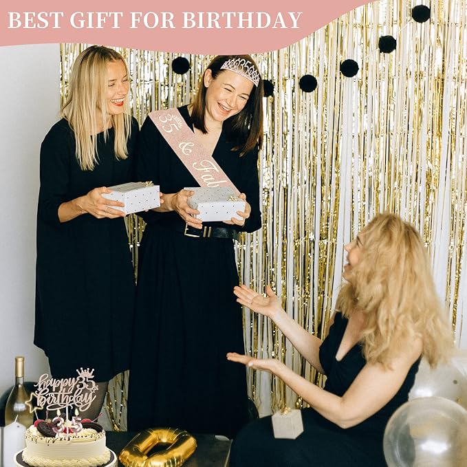 35th Birthday Decorations for Women Including Sash, Tiara/Crown, Numeral - Image 7