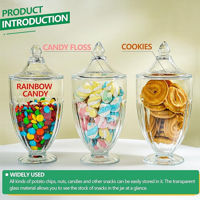 26oz Glass Decorative Candy Jars Clear Cookie Jar Storage Jar - Image 4