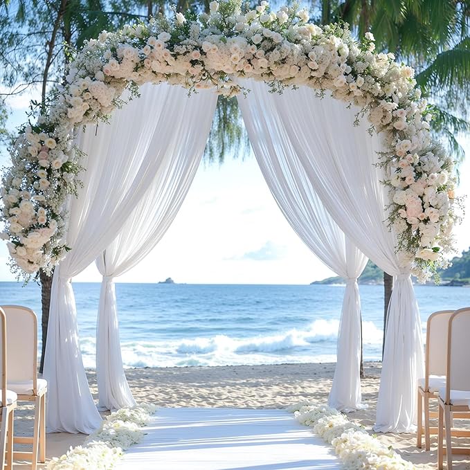 Wedding Arch Draping Fabric, 2 Panel 28" x 19Ft White Arch Drapery Sheer - Image 6