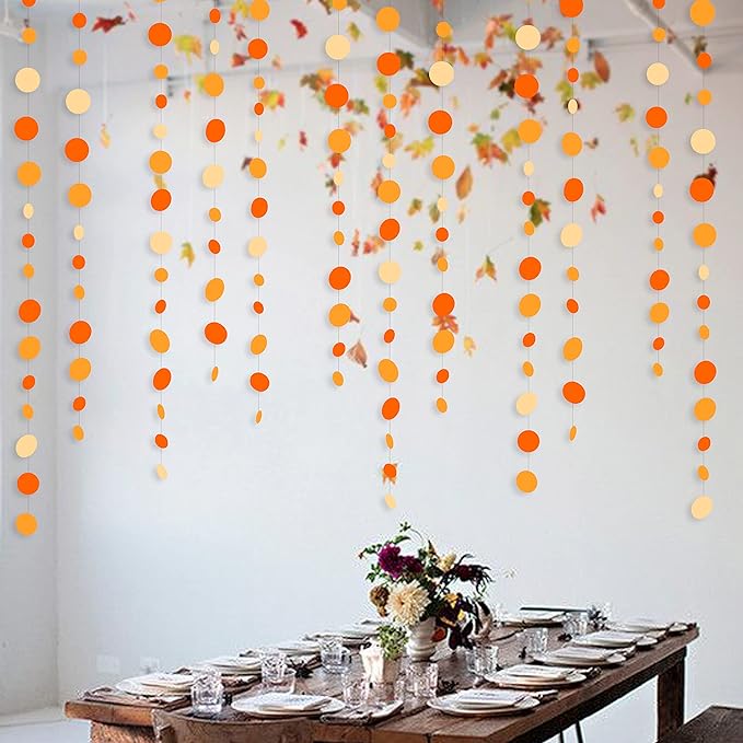 46 Ft Thanksgiving Fall Autumn Circle Dots Garland Gradient Orange Polka Dot - Image 6