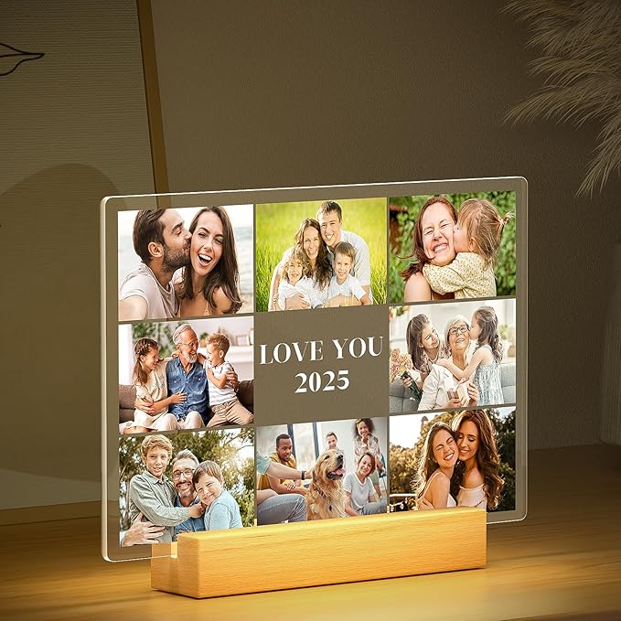 Custom Picture Frames with Photos, Personalized Photo Frame with Night Light - Image 2