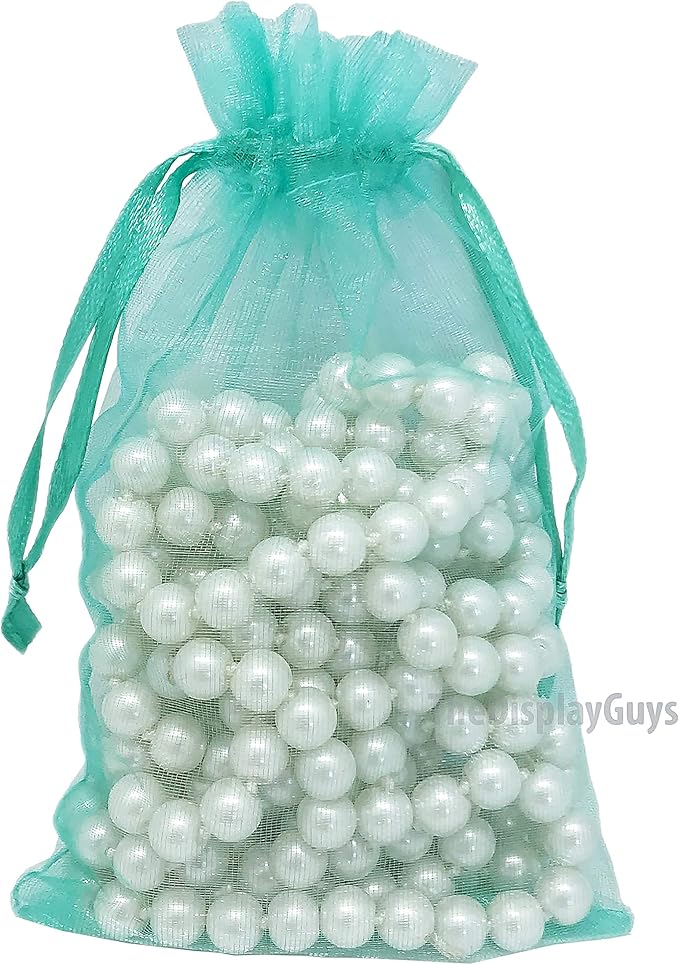 TheDisplayGuys 100-Pack 4x6 Teal Sheer Organza Gift Bags - Image 2