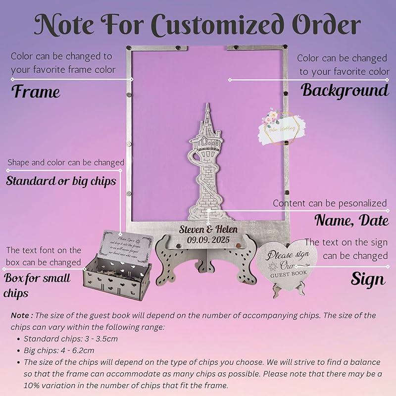 Tangled Guest Book for Wedding | Silver Princess Tower Guest Book Alternative | - Image 7