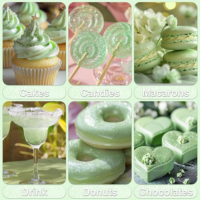 Iridescent Green Edible Glitter - 5g Food Grade Cake Decorating Shimmering - Image 5