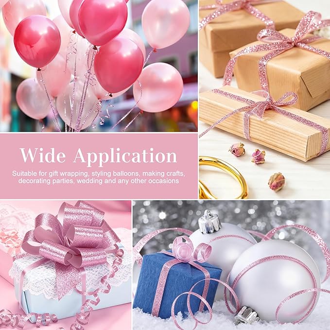 500 Yards Glitter Pink Curling Ribbon-Balloon String-Balloon Ribbon Roll - Image 7