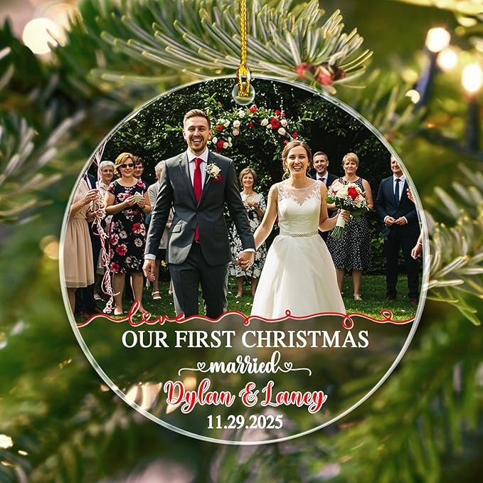 Customized Our First Christmas Married Ornament, Personalized Date/Names & - Image 3