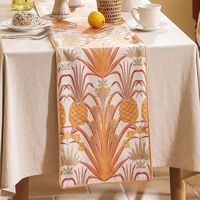patdrea Designer Tropical Linen Table Runner 87 Inch Long, Decoration - Image 5