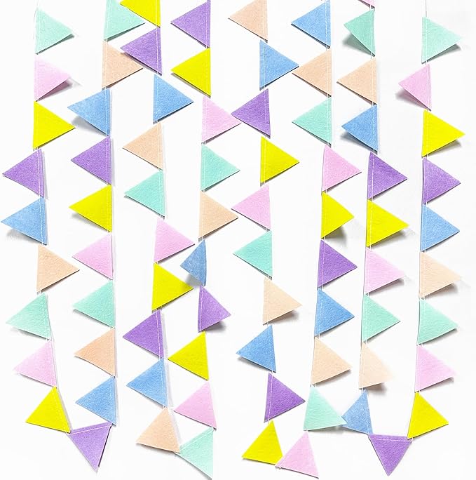 pinkblume Pastel Party Decoration Macaron Felt Hanging Triangle Mini Bunting - Image 4
