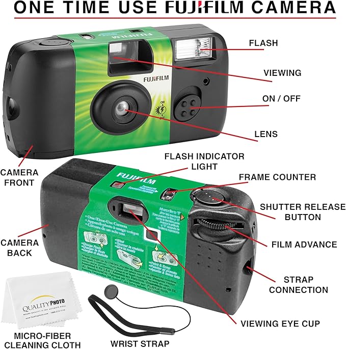 Fujifilm QuickSnap Flash 400 Disposable 35mm Camera Bonus Hand Strap + Quality - Image 2