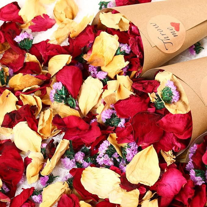 20+ Cups Real Dried Flower Petals, Biodegradable Wedding Flower Confetti by TAVKITE