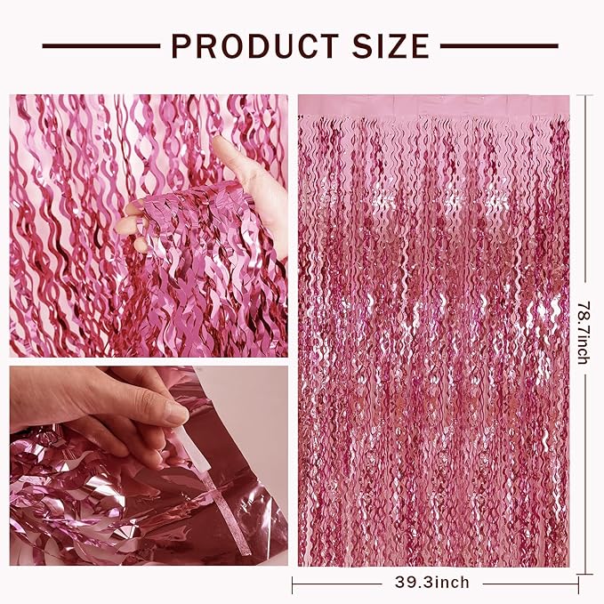 Pink Foil Curtain & Fringe Backdrop - Image 2
