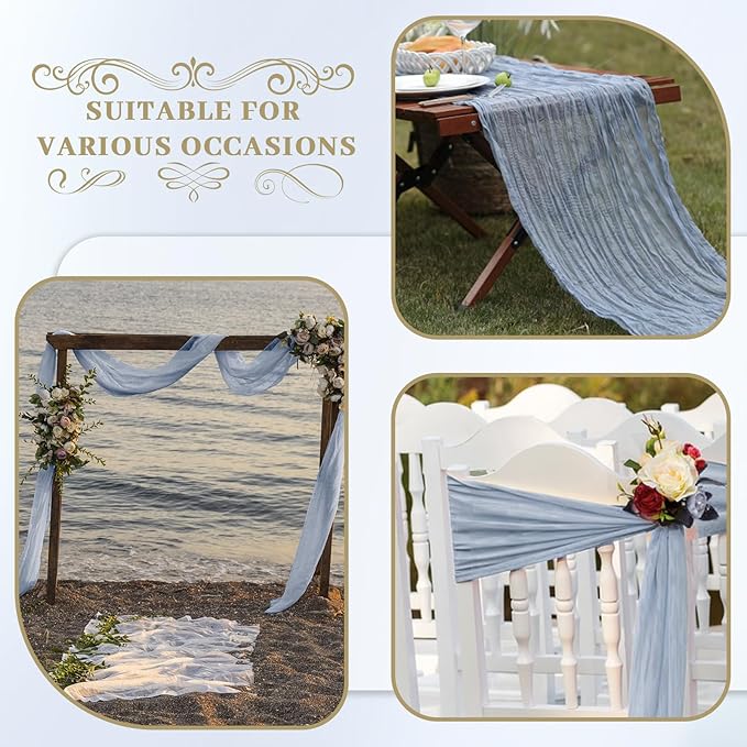 Le courant 6pcs 10Ft Cheesecloth Table Runner, Rustic Boho Gauze Cheese Cloth - Image 2
