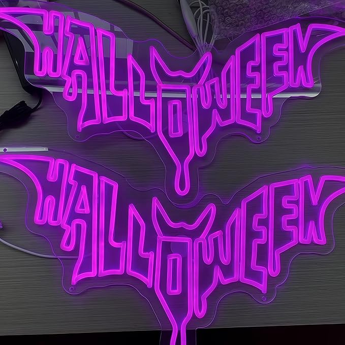Halloween Bat Shaped Neon Sign Spooky Red LED Wall Decor - Image 6