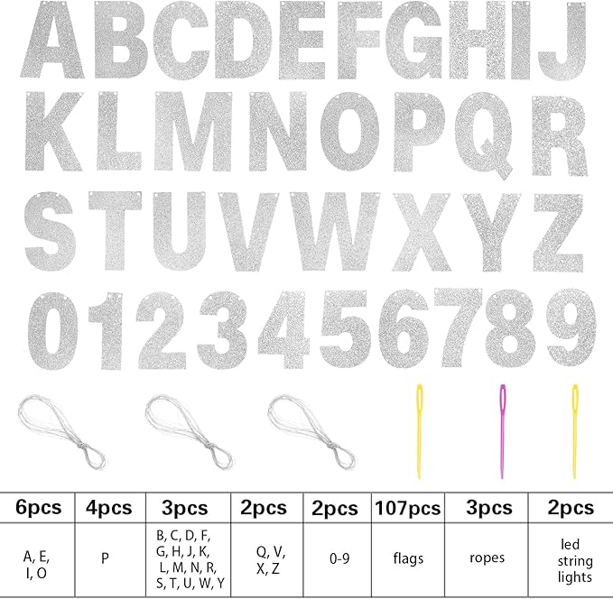 TaoBary 112 Pcs DIY Letter Custom Banner Glitter Customizable Banner Kit - Image 2