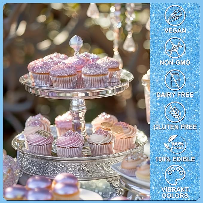 Blue Edible Glitter - 5g Food Grade Cake Decorating Shimmering Glitter - Image 3