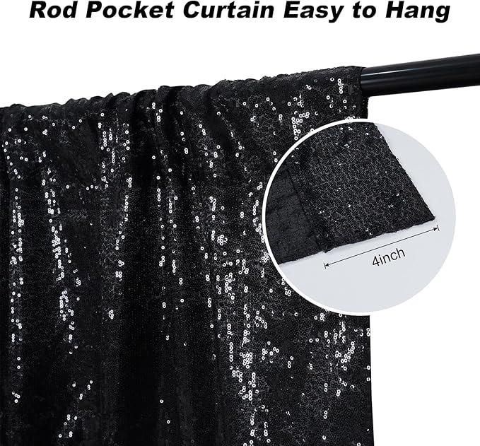 Black Sequin Backdrop Curtains - Image 3