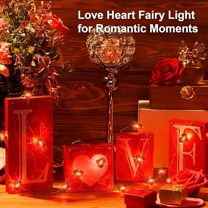 1 Pack Valentine’s Day Red Heart Fairy String Lights 16FT 50 LEDs Valentine's - Image 6