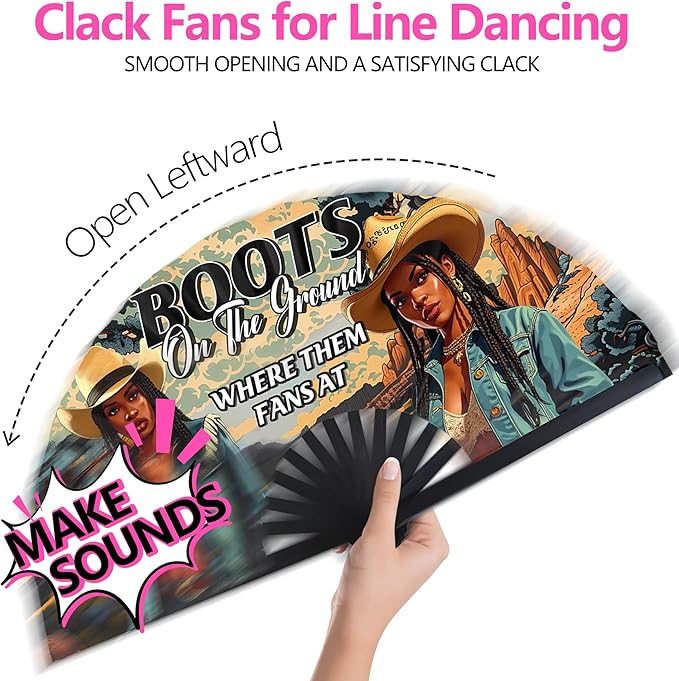 Boots On The Ground Hand Fan, Where Them Fans At Folding Fans, Clapping - Image 2