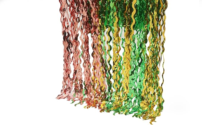 3 Pack Gold Green and Rose Gold Foil Curtain Party Decorations - Image 6