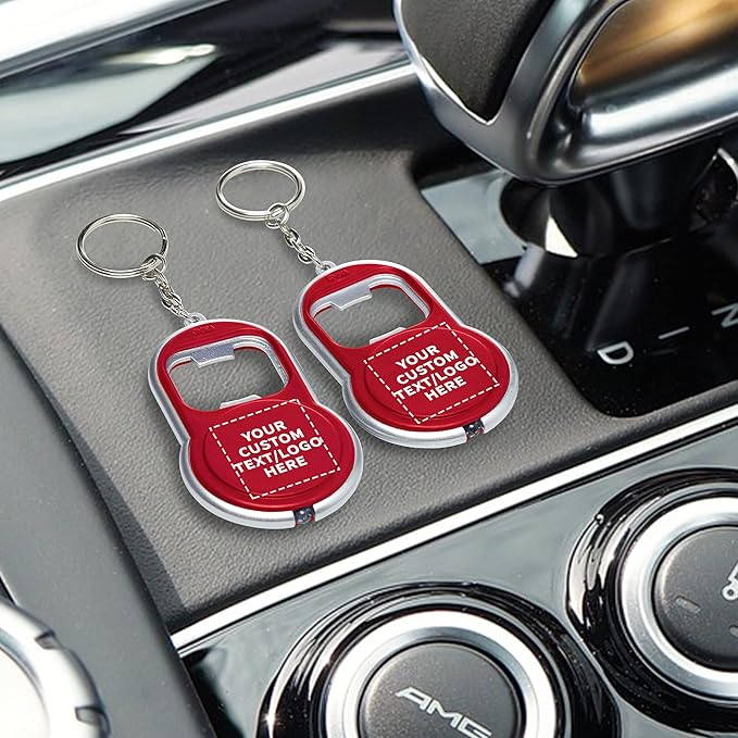 DISCOUNT PROMOS Custom Bottle Opener & LED Keychains Set of 10, Personalized - Image 7