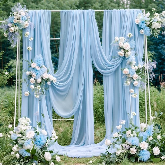 Wedding Arch Draping Fabric, 1 Panel 18FT Baby Blue Sheer Backdrop Curtain - Image 5