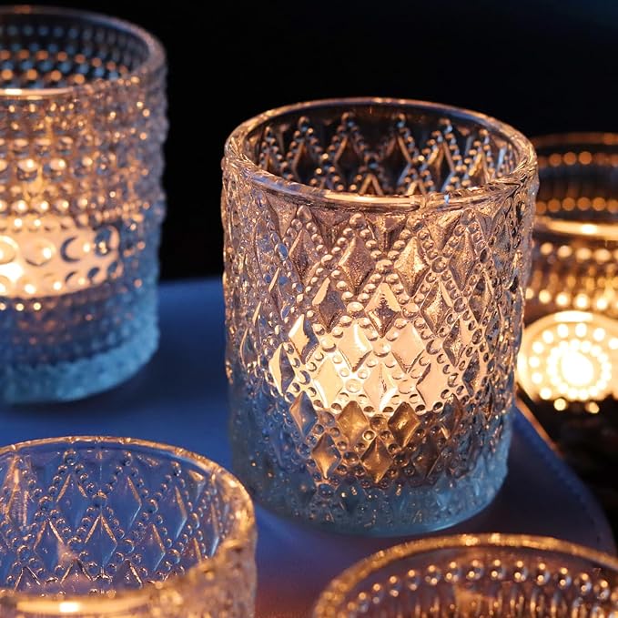 Clear Votive Candle Holders, 3 Patterns 24 pcs Glass Tealight Candle Holders - Image 3