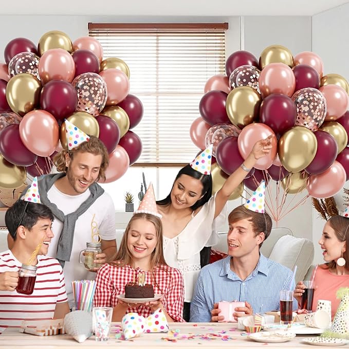 60pcs Burgundy and gold Balloons 12inch - Image 5