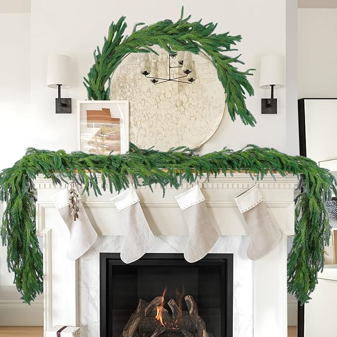 Hananona 9 Ft 2 Pcs Artificial Norfolk Pine Garlands, Realistic Pine Garland - Image 5