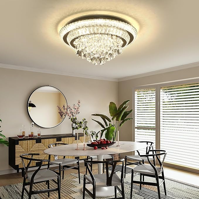 24 inch Crystal Silver Ceiling-Light Flush Mount - Image 7