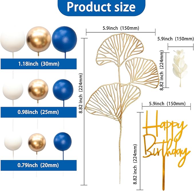 Gyufise 57Pcs Balls Cake Topper Boho Grass Cake topper Pearl Balls Acrylic - Image 2