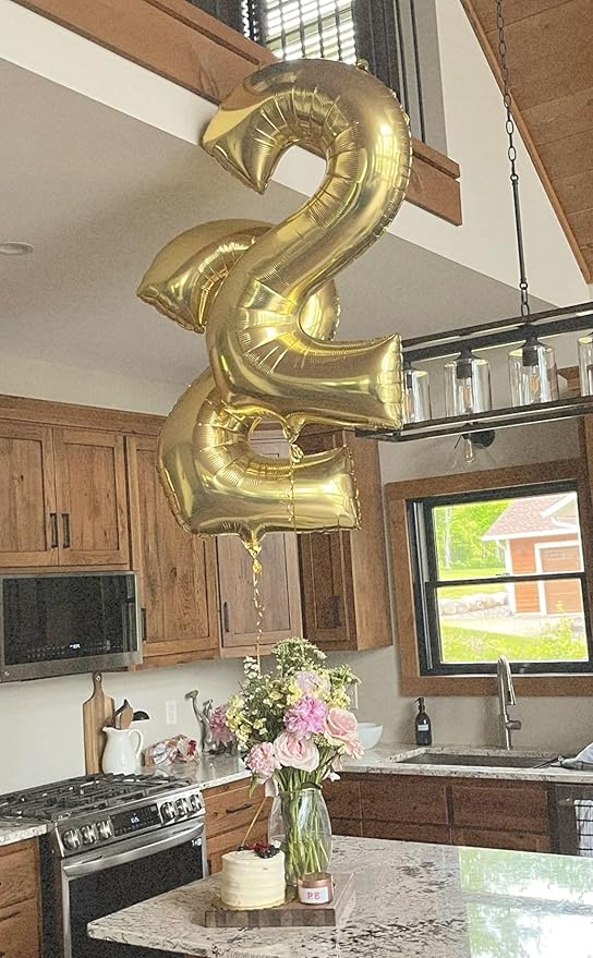 Big 40 Inch Champagne Gold 2 Number Balloon Birthday Decoration, 2026 Light - Image 7