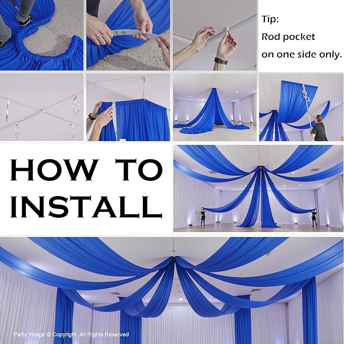 PartyVillage 10 Panels 5ftx30ft Royal Blue Ceiling Drapes - Image 9