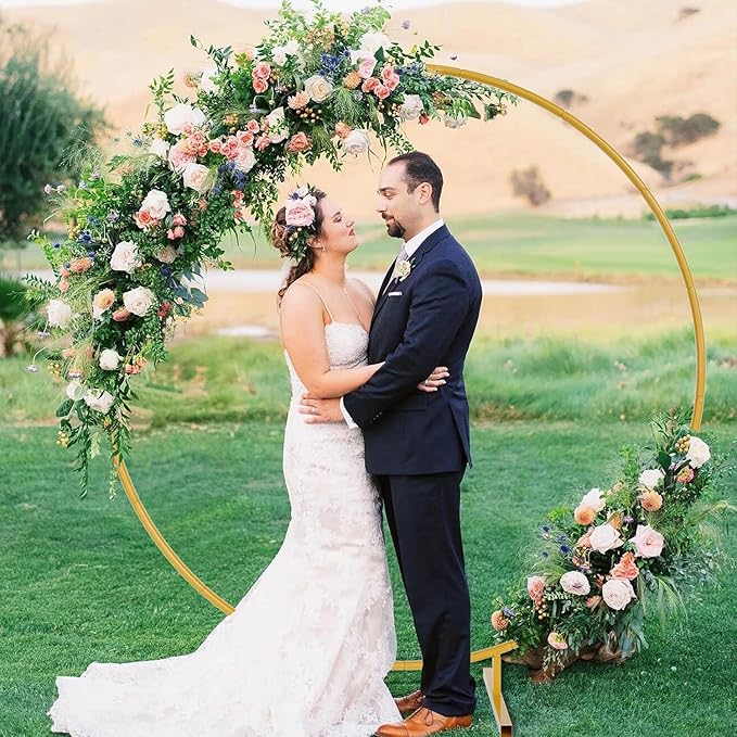 7.2ft Round Backdrop Stand, Stable Balloon Arch Stand, Metal Wedding Arch - Image 2