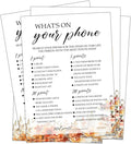 Fall Bridal Shower Games Cards, What's On Your Phone Wedding Bachelorette Party by Unknown