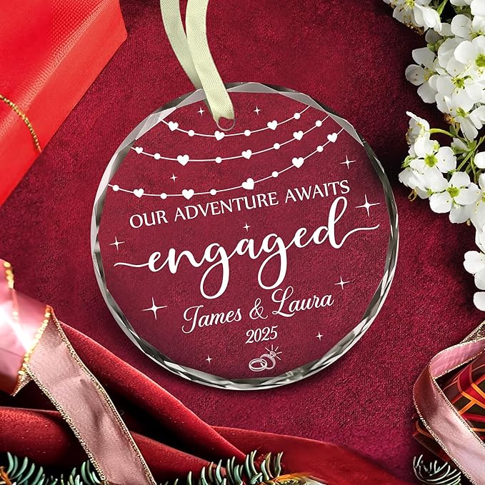 Personalized Engagement Christmas Ornament 2025 - Image 2