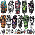 77 Sheets Witch Temporary Tattoos Women Men Adults, Skeleton Death Skull by Yazhiji