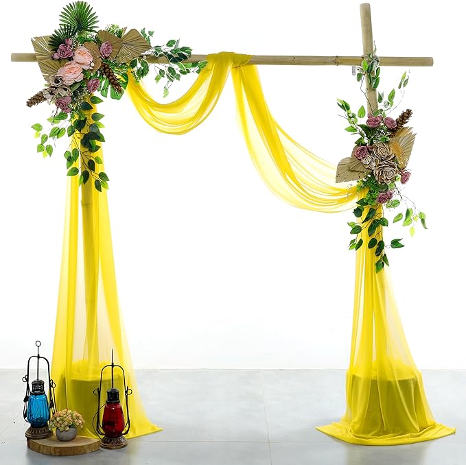 VDS Pack of 2 Panel Wedding Arch Draping Fabric Sheer Chiffon Fabric Drapery - Image 2