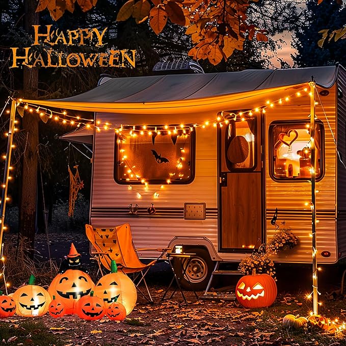JMEXSUSS 500 LED Halloween Lights Outdoor, 163FT 8 Modes Orange Halloween Light - Image 3