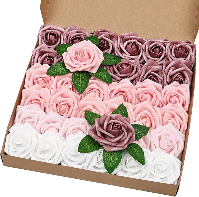 BLEUM CADE 36Pcs Artificial Flowers Fake Roses by BLEUMCADE