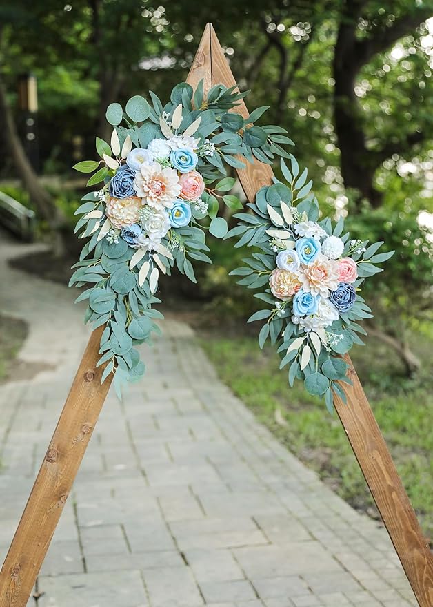 Artificial Blush Pink Wedding Arch Flower Swags Set of 2 - Image 8