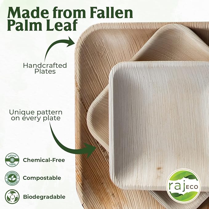 Raj Palm Leaf Plates Plates like Bamboo plates Disposable, Decorative - Image 5