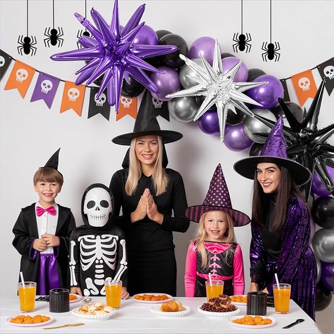 Black Purple Silver Star Balloons - Image 4