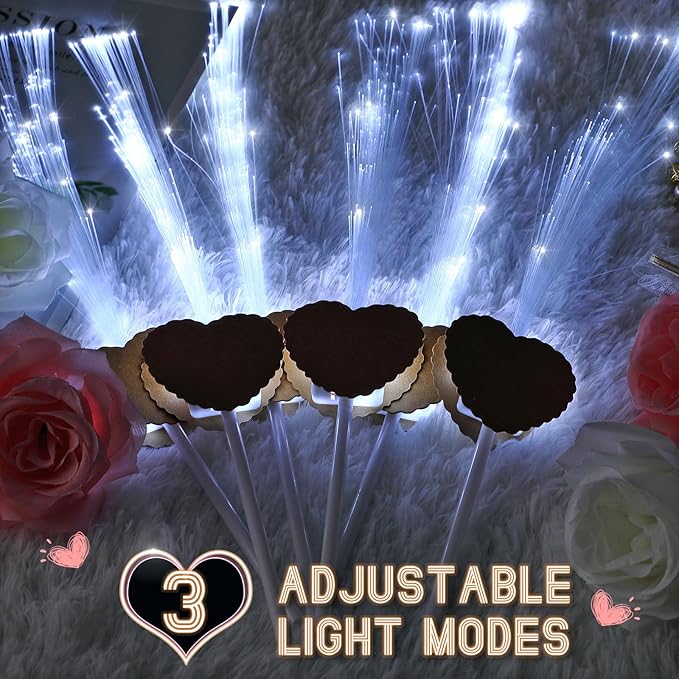 50 Pcs Wedding Sparklers Heart Shaped LED Glow Sticks Fiber Optic Wands Light - Image 4