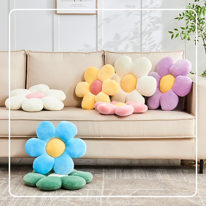Pink Flower Pillow, 19.6" Cute Flower Shaped Floor Pillow, Aesthetic Floral - Image 5