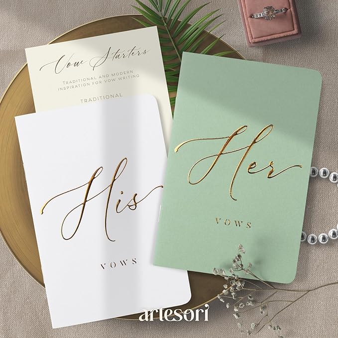 ARTESORI Wedding Vow Book for Her & Him, Soft Touch, 28 Lined Pages, Wedding - Image 6