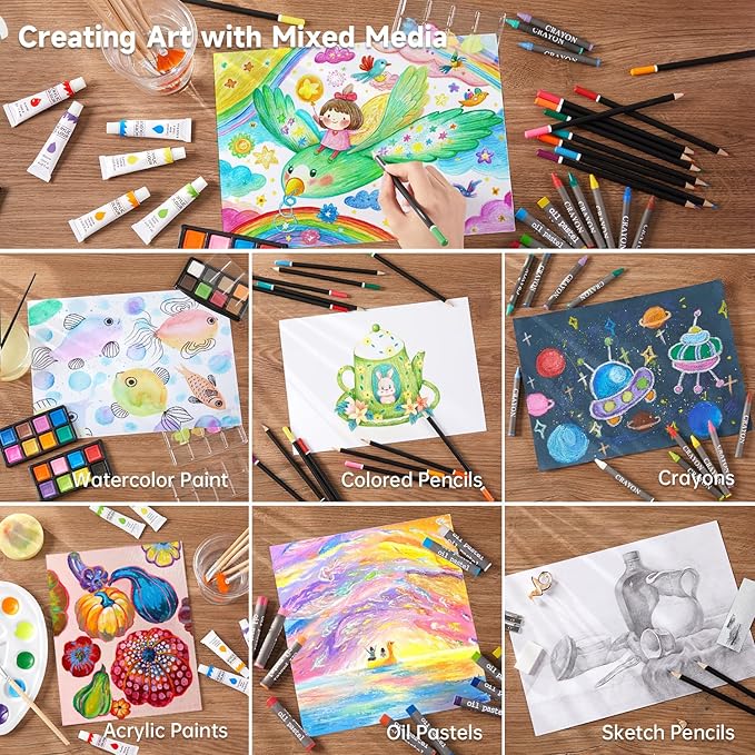 Shuttle Art Deluxe Gift Art Kit, 202-Piece Wooden Art Supplies Set - Image 4